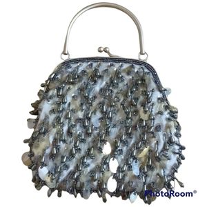 Ann Taylor Loft Satin Sequined Beaded Evening Bag